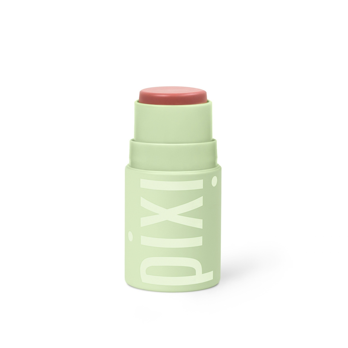 Pixi +Hydra LipTreat lip balm stick in a pale mint green container with a dusty rose pink balm stick visible inside, set against a plain white background.